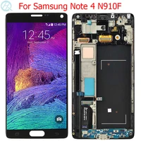 original n910f lcd for samsung galaxy note 4 display with frame super amoled 5 7 sm n910a n910f n910c lcd touch screen parts
