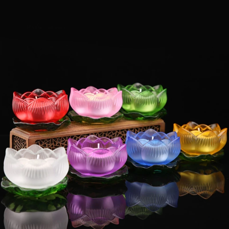 

2 Pcs Colorful Glazed Lotus Leaf Candlestick Pillar Candle Holder Tabletop Decor Home Furnishing Desktop Lighting Ornament Hotel