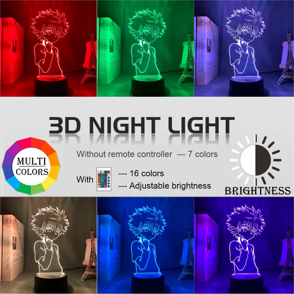3d Ночная лампа Аниме Охотник X для детей декор спальни ночной Светильник Прямая