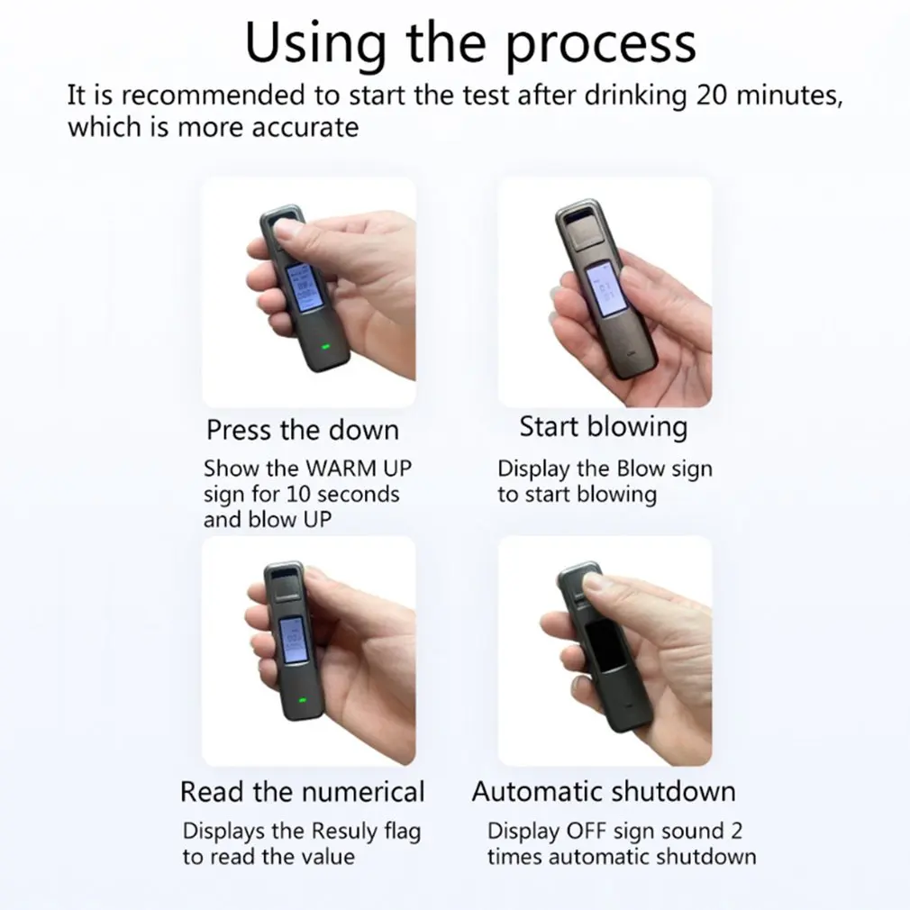 

New Portable Non-Contact Alcohol Breath Tester with Digital Display Screen USB Rechargeable Breathalyzer Analyzer High Accuracy