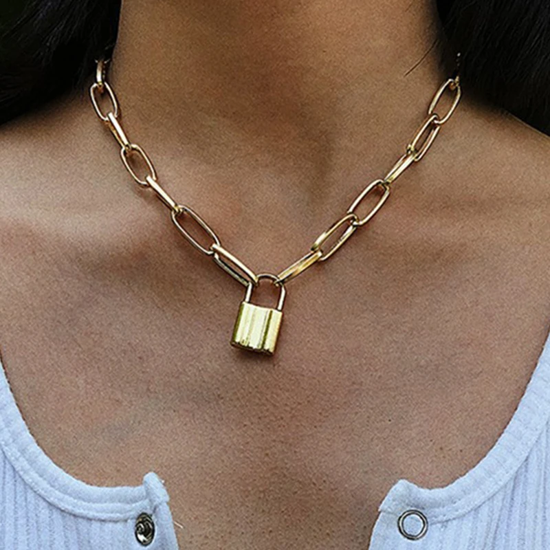 Цепочка jisensp с подвеской замком женская чокеры в простом стиле Многослойная цепь