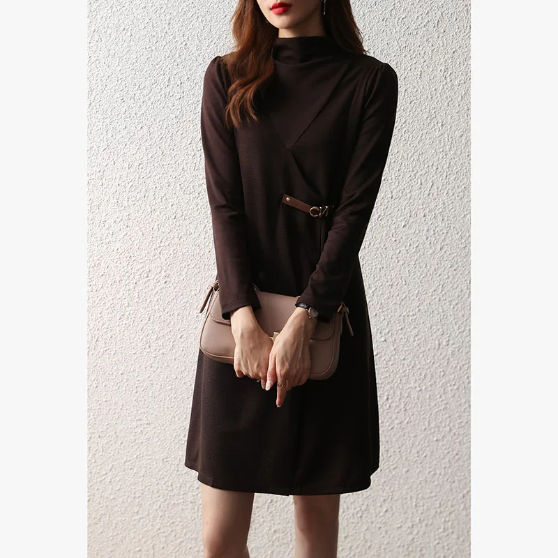 

Женское трикотажное платье миди, осенне-зимнее элегантное винтажное платье, 1031 #