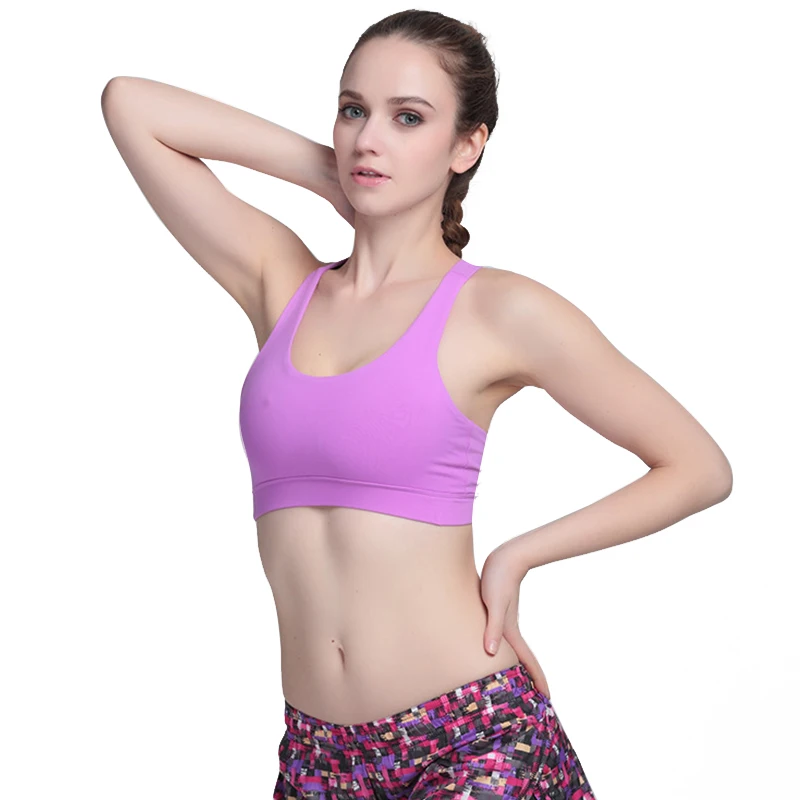 

LUKITAS Women Yoga Sport Bra Push Up Sport Bra Crop Top Nylon Solid Running Femme Active Wear Yoga Bra Gym Underwear Fitness Bra