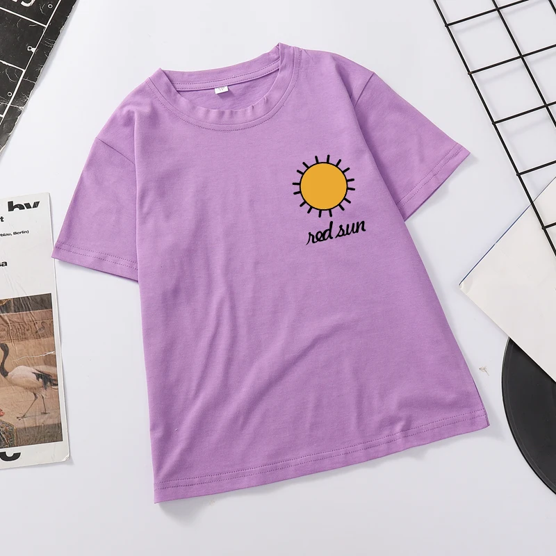 

Boys And Girls Summer Short Sleeve Cotton Clothes Kids Casual Harajuku Kawaii Funny Sun Print T-Shirt Children Camiseta Tops Tee