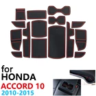 Противоскользящий резиновый коврик для чашки, дверной паз, коврик для Honda Accord 10 X MK10 10 10 поколения 2018 2019 2020 15 шт., аксессуары, коврик для телефона