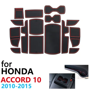 Противоскользящий резиновый коврик для чашки, дверной паз, коврик для Honda Accord 10 X MK10 10 10 поколения 2018 2019 2020 15 шт., аксессуары, коврик для телефона