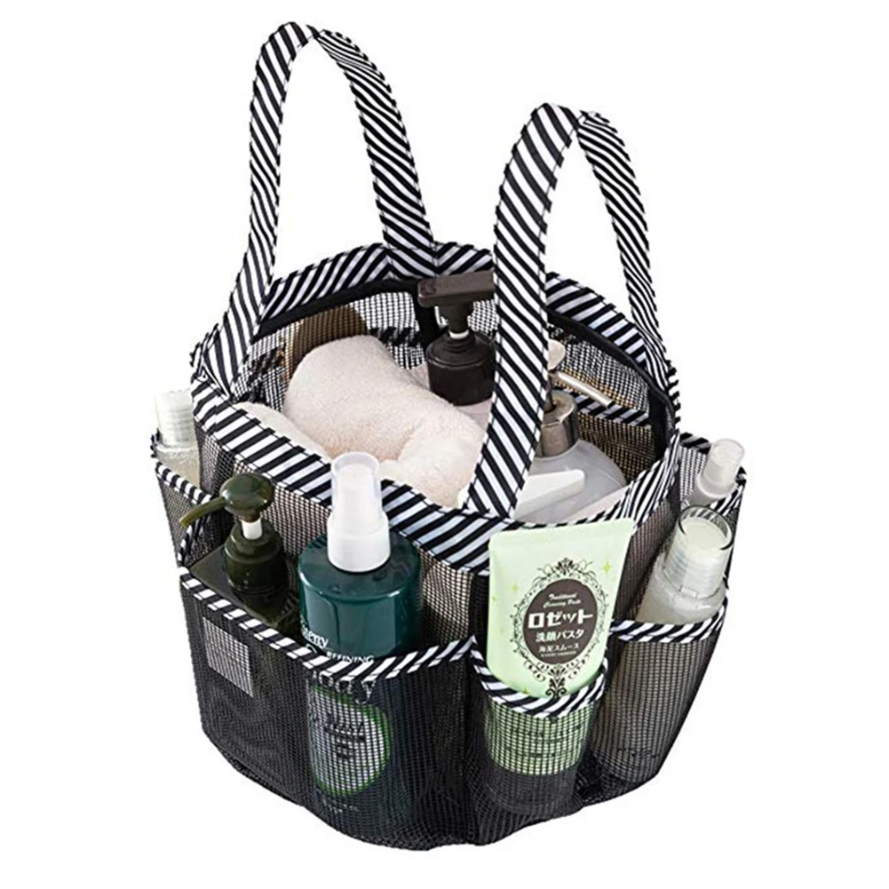 

Shower Caddy Tote Mesh Shower Basket Quick Dry Bathroom Organizer with 8 Pockets Portable Caddy for Dorm Camping Swimming