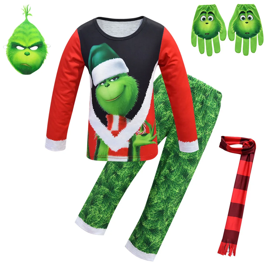 Рождественский пижамный комплект Grinch для мальчиков; Пижама для костюмированной вечеринки; Новинка; Рождественская Детская одежда для сна; комплект домашней одежды для костюмированной вечеринки; Рождественская детская одежда - Цвет: 1693-m-s-189gl