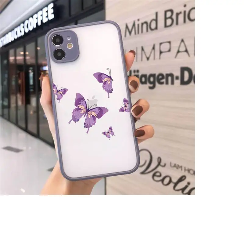 

Beauty Butterfly Phone Cases Matte For iPhone 12 Mini 11 Pro XR XS Max 7 8 Plus X Hard PC Back Cover