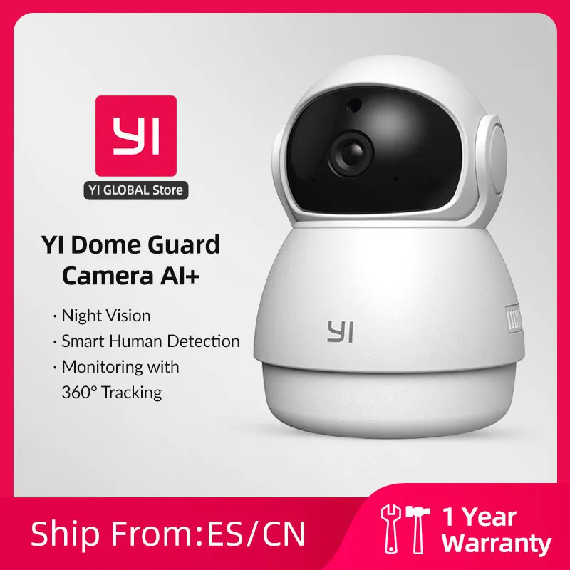 YI купольная охранная камера 1080p, Wi-Fi камера, фотокамера, веб-камера, Ip-камера безопасности для дома, внутренняя камера, панорама и наклон, 360 видеорегистратор, камера