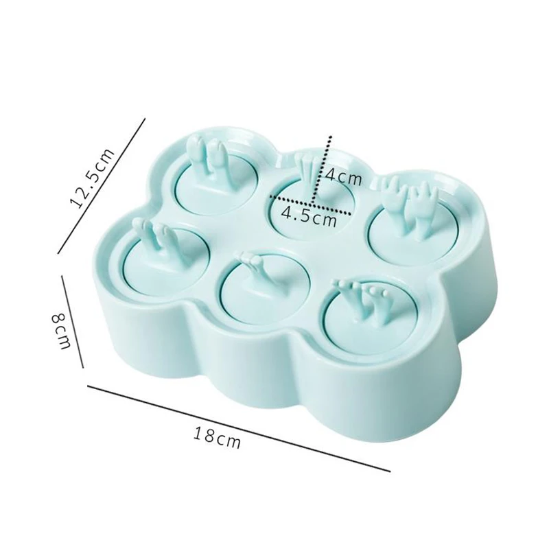 

6 Grids DIY Creative Cartoon Ice Cream Mold Silicone Environmental Protection Handmade Fruit Shape Popsicle Mold