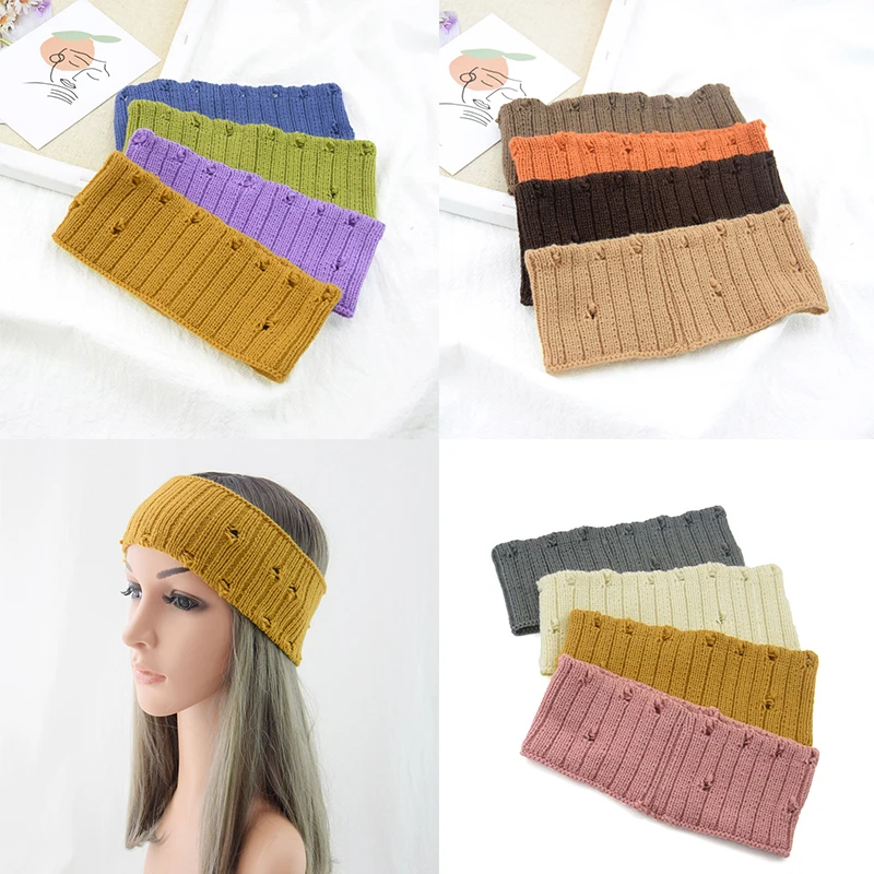 

Hole Single-layer Knitted Wool Headband Ear Protection Headband Sports Yoga Hair Accessories Face Wash Headband Korean Headgear