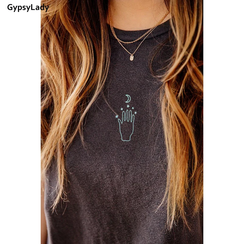 Gypsylady черная хлопковая футболка с коротким рукавом Винтаж рок н ролл