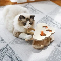cat toys interactive chase mouse solid wooden funny pet cat teaser hit hamster game with catnip wooden box kitten toy supplies