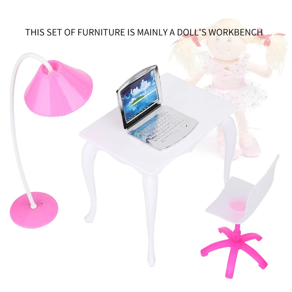 Новый кукольный игровой домик миниатюрная мебель офисная настольная лампа стул