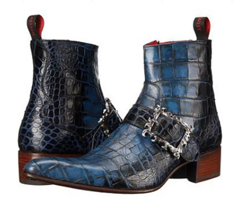 

Men's Boots Fashion Foreign Trade Style Autumn And Winter 2022 Thick Heel Middle Heel 38-48 Belt Buckle Men's Low Tube Boots