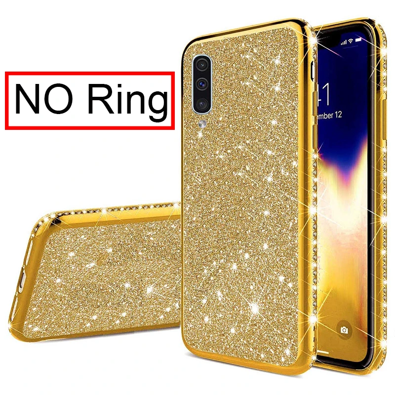 Мягкий чехол со стразами и бриллиантами для samsung Galaxy A10 A20 A30 A40 A50 A70 S8 S9 S10 5G Plus S10e Note 10 блестящее кольцо