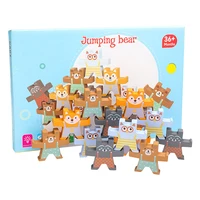 wooden bear stacking games interlock cartoon balancing blocks games toddler montessori educational toys for kids