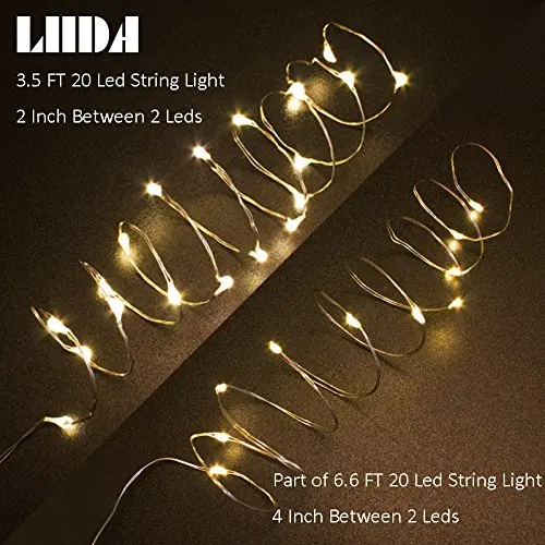 1 шт./10 шт. 2 м 20 светодиодов теплая белая Водонепроницаемая сказочная