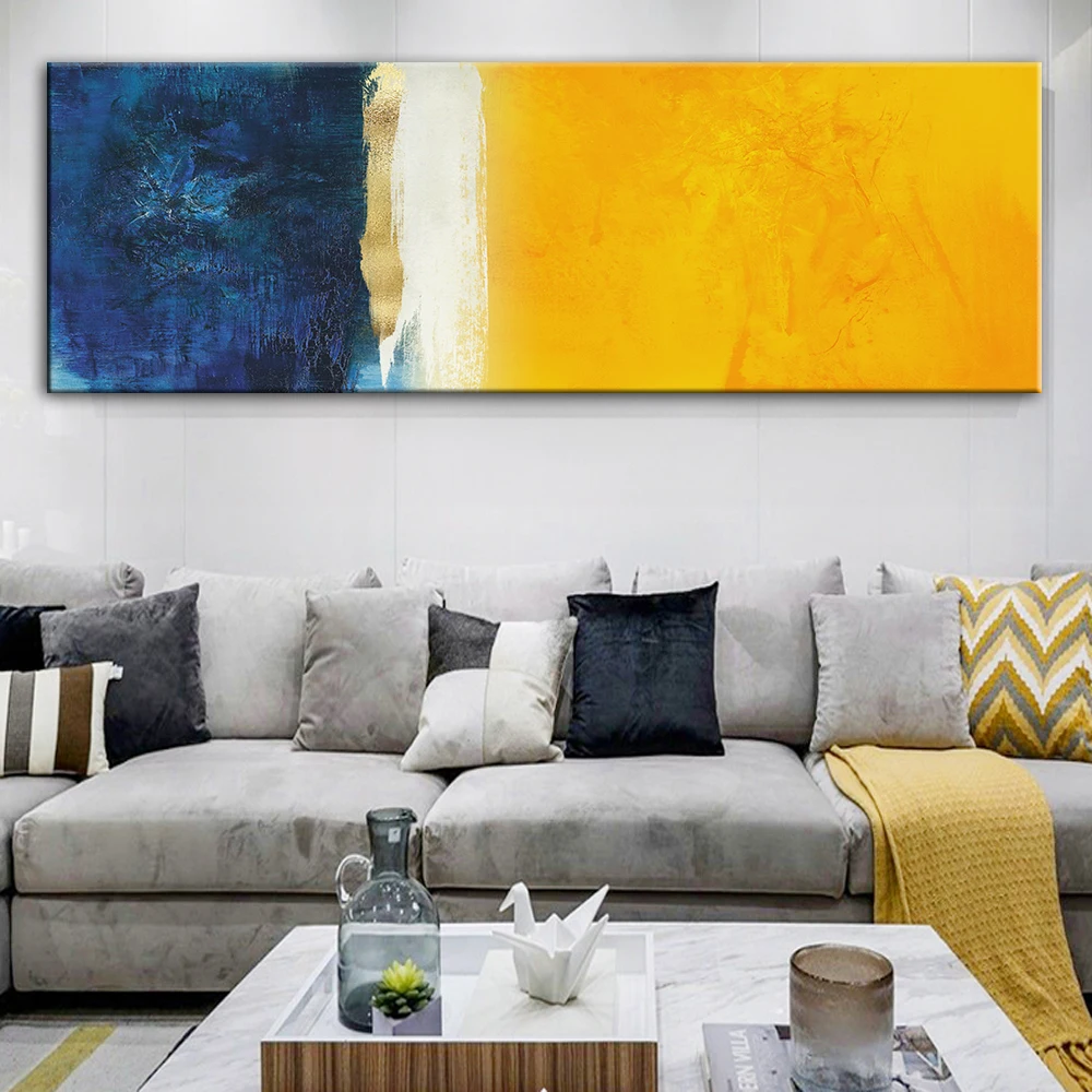 Абстрактный холст искусство картины и принты синие Желтые цвета граффити для