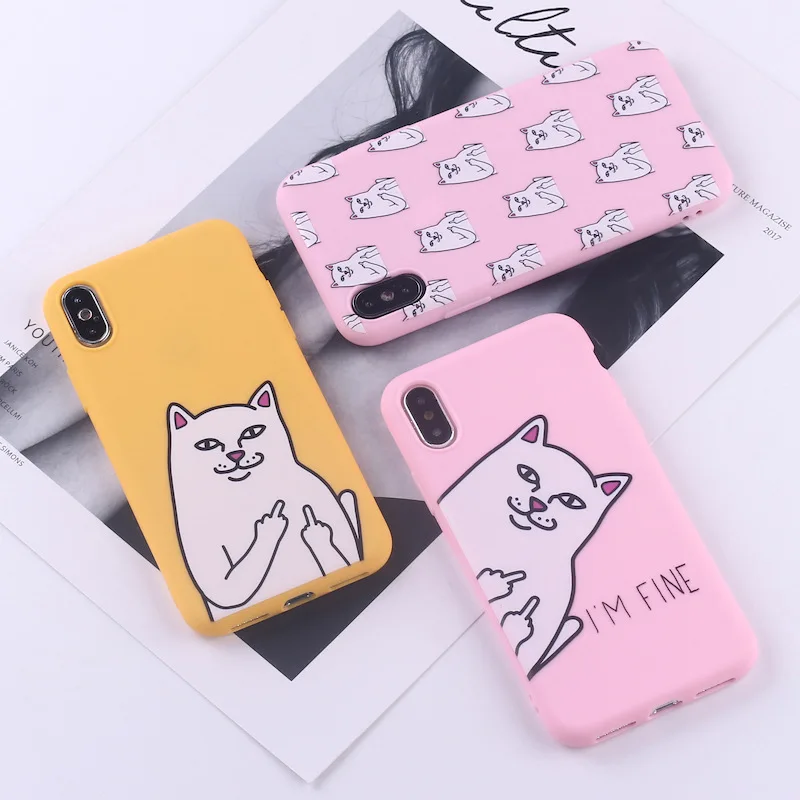 

Phone Case For iPhone 11Pro Max XS Max XR 7 8 6 s Plus SE 2020 Couples Cartoon Despise cats Soft TPU Silicone Back Cover Case