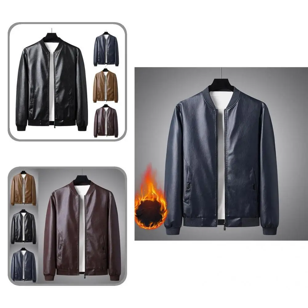 

Biker Jacket Solid Color Plush Thick Smooth Winter Jacket Winter Jacket for Work