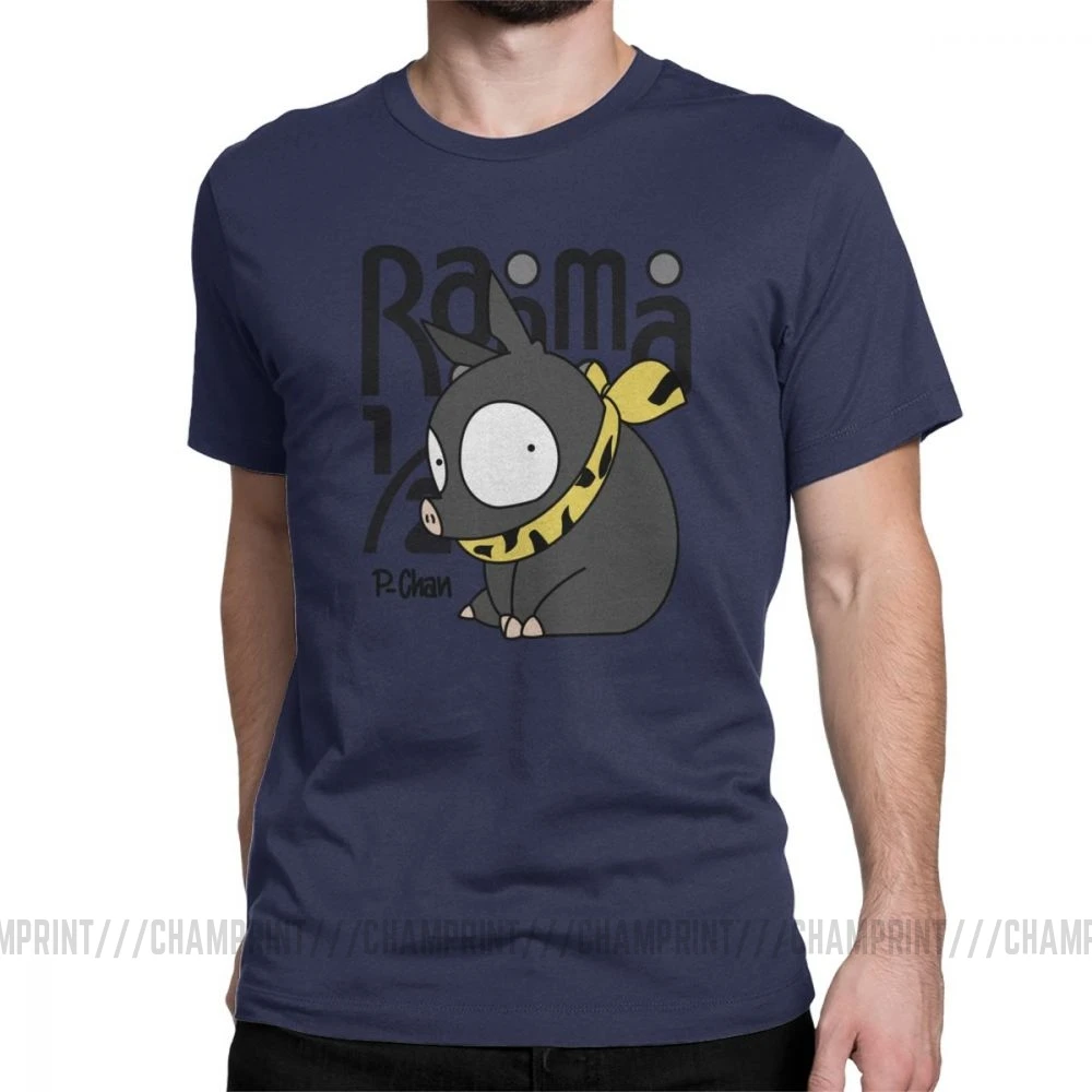 Men's P Chan Ranma 12 T Shirt Anime Akane P Chan Rumiko Martial Japanese Pig Cotton Short Sleeve Tees Birthday Present T-Shirt - Цвет: Тёмно-синий