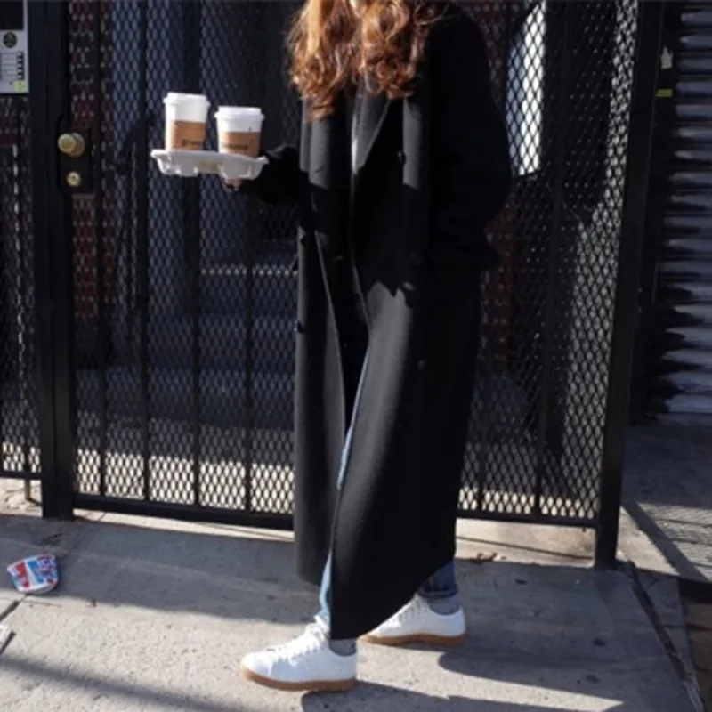 SHENGPALAE 2020 Новое модное осенне-зимнее длинное двубортное шерстяное пальто с