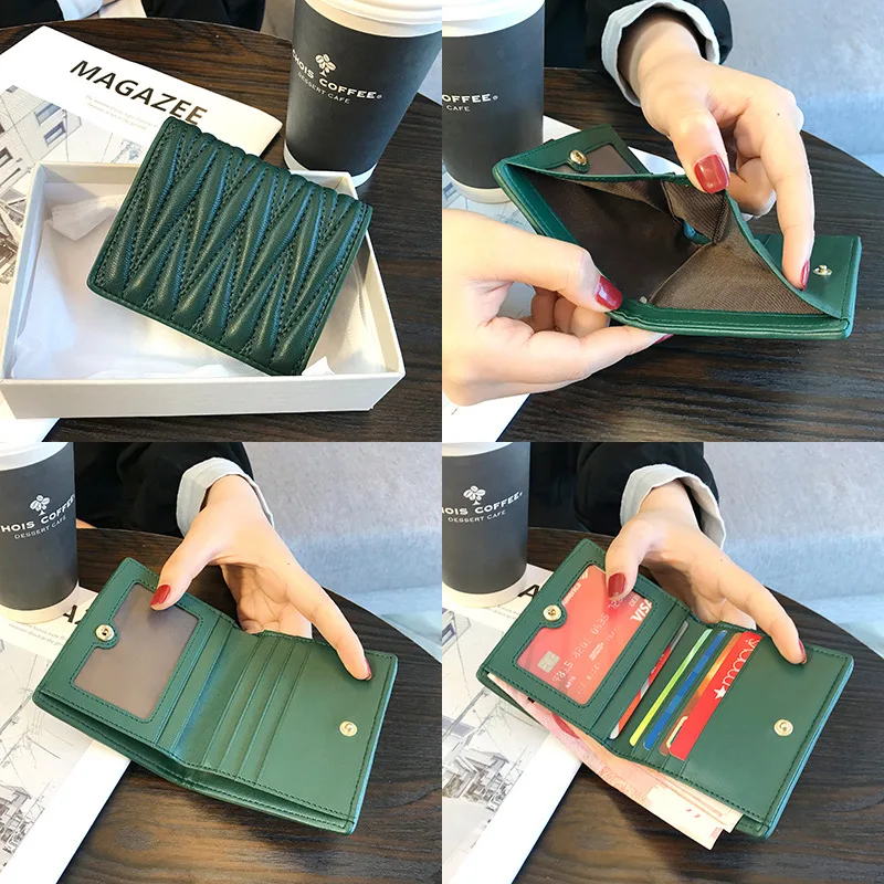 Женский короткий кошелек из натуральной кожи с держателем для карт портмоне