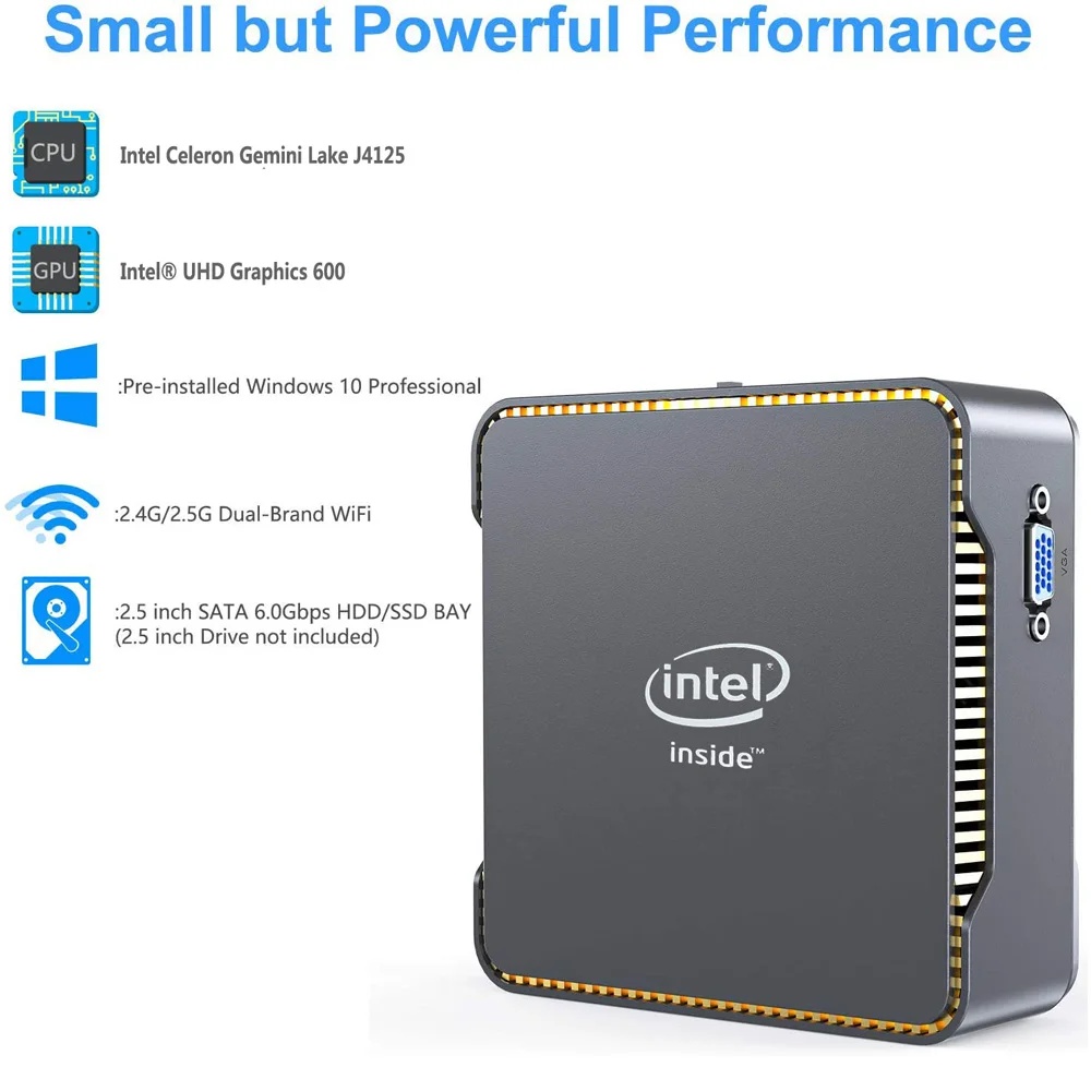 GK3V Intel Celeron J4125 четырехъядерный Мини ПК DDR4 8 ГБ ОЗУ 256 SSD Windows 10 двойной WIFI 1000M LAN 4K WIN10