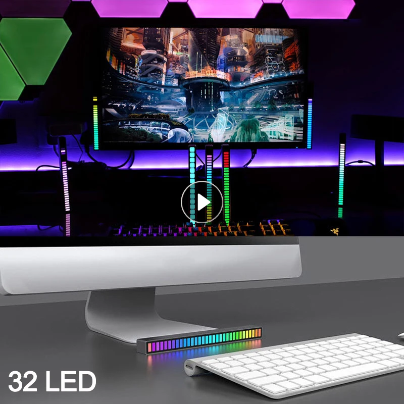 

Автомобильный RGB-светильник с голосовой активацией, 32 светодиода, 18 цветов