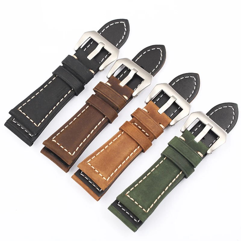 Ремешок из кожи Крейзи Хорс для часов Panerai универсальный ремешок ручной работы
