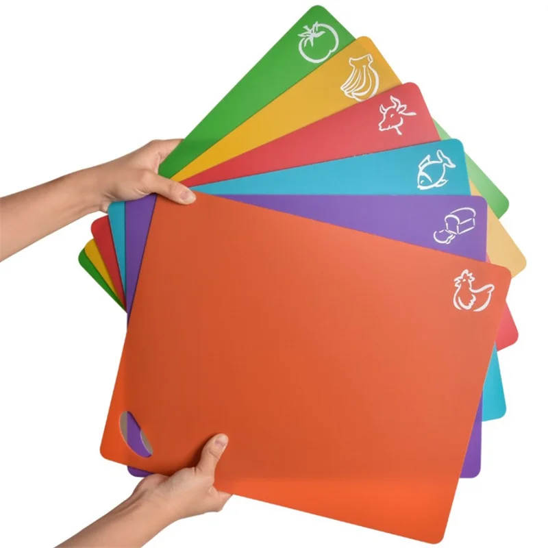 

6 ultra-thin Cutting Board Flexible Cutting Mat Non-slip Plastic Kitchen Cutting Board