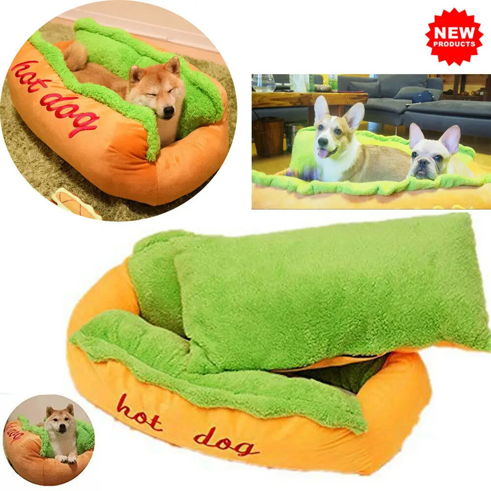 Pet Bed Cotton Hot Dog Shape Kennel Cat Nest Puppy House Warm Mat Cushion Washable Pad | Дом и сад