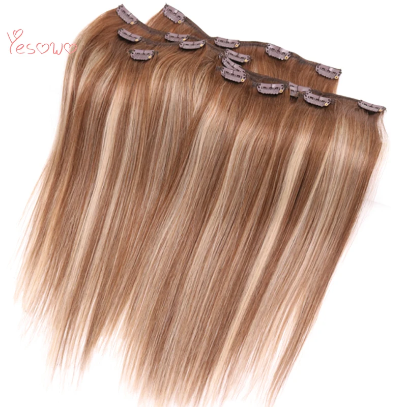 Yesowo комплект на всю голову 9 шт. необработанные человеческие вплетаемые волосы