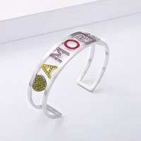 stainless steel open bangle bracelet amore letters colorful zircon cuff a size trendy jewelry for women engagement gifts new