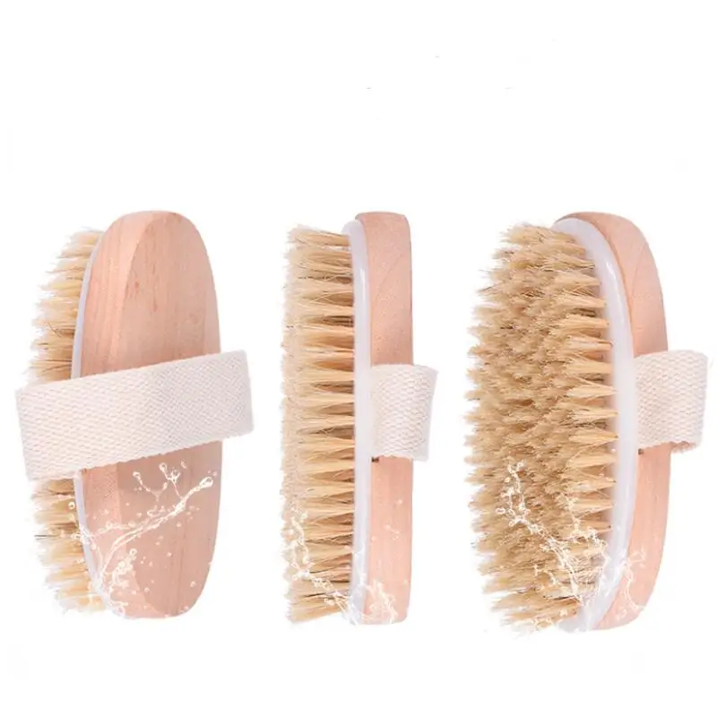 Dry Skin Body Soft Natural Bristle Brush Wooden Bath Shower  Brush SPA Body Brush without Handle LX8599