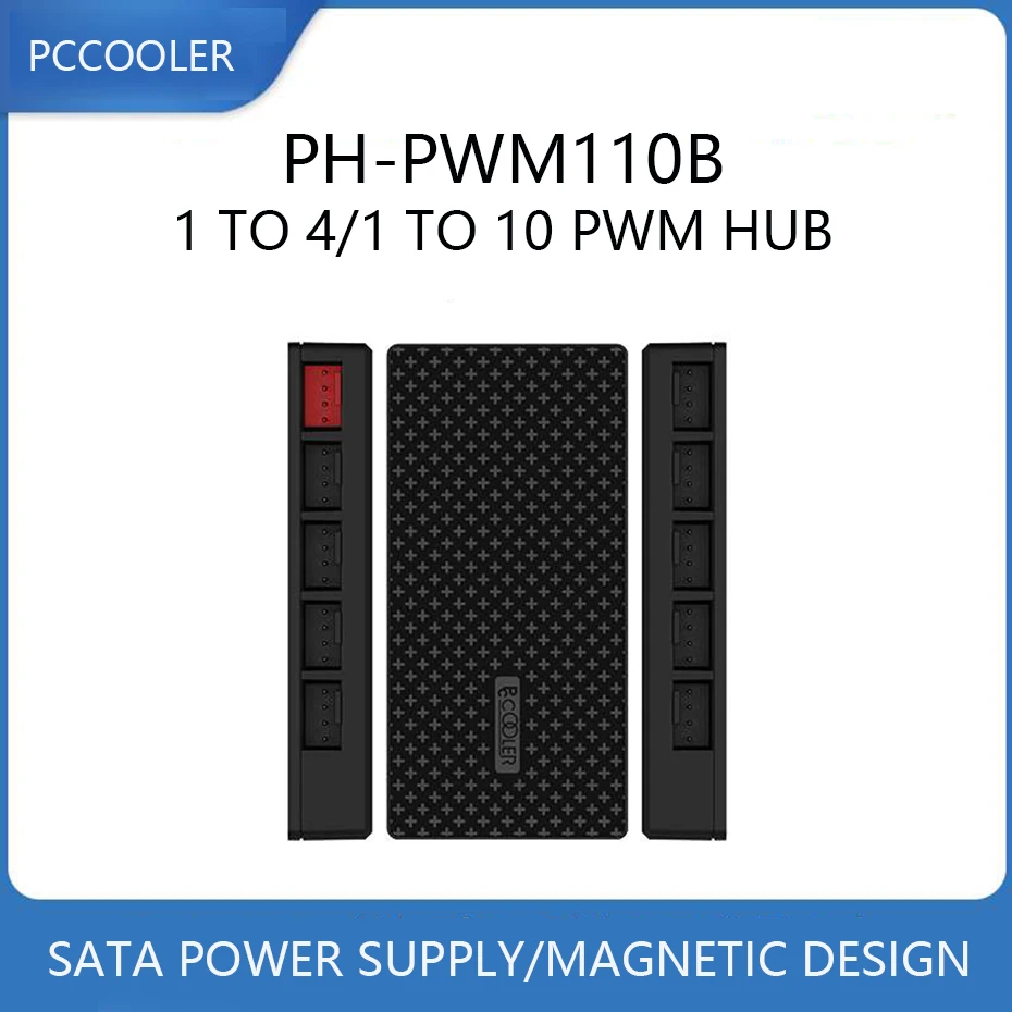 

Pccooler PH-PWM110B 1 to 10 4pin PWM fan hub CPU Cooling fan Splitter Adapter Magnet adsorption