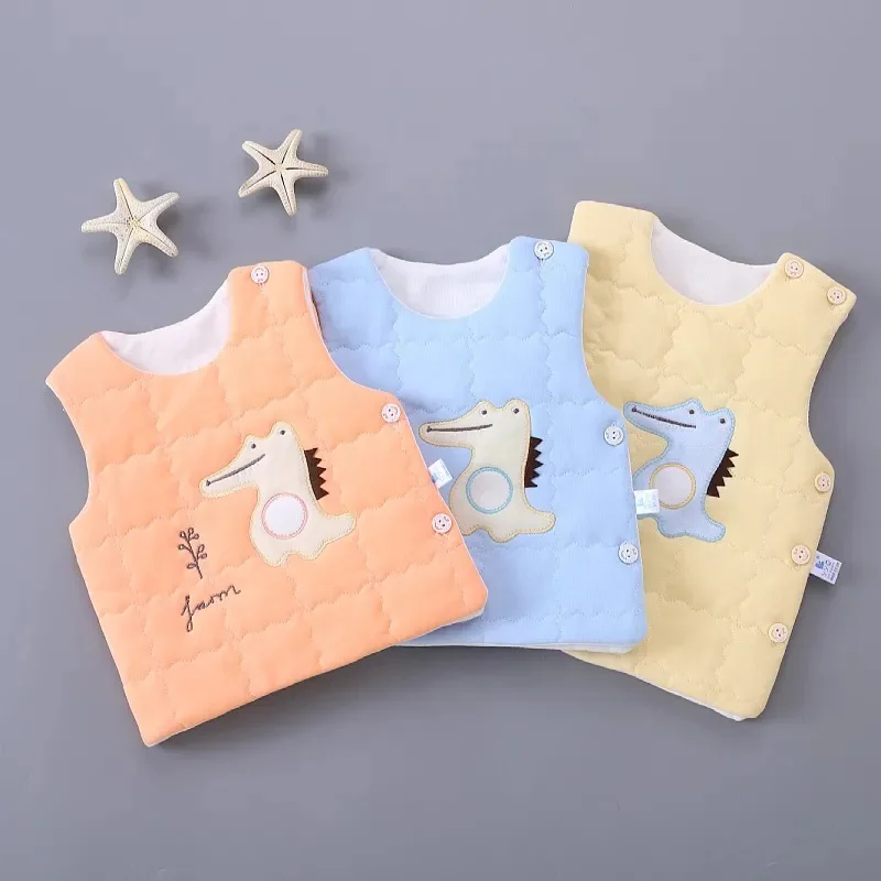 

Жилетка хлопковая для младенцев, дышащая безрукавка, модная теплая одежда для новорожденных мальчиков и девочек, футболка без рукавов, детс...