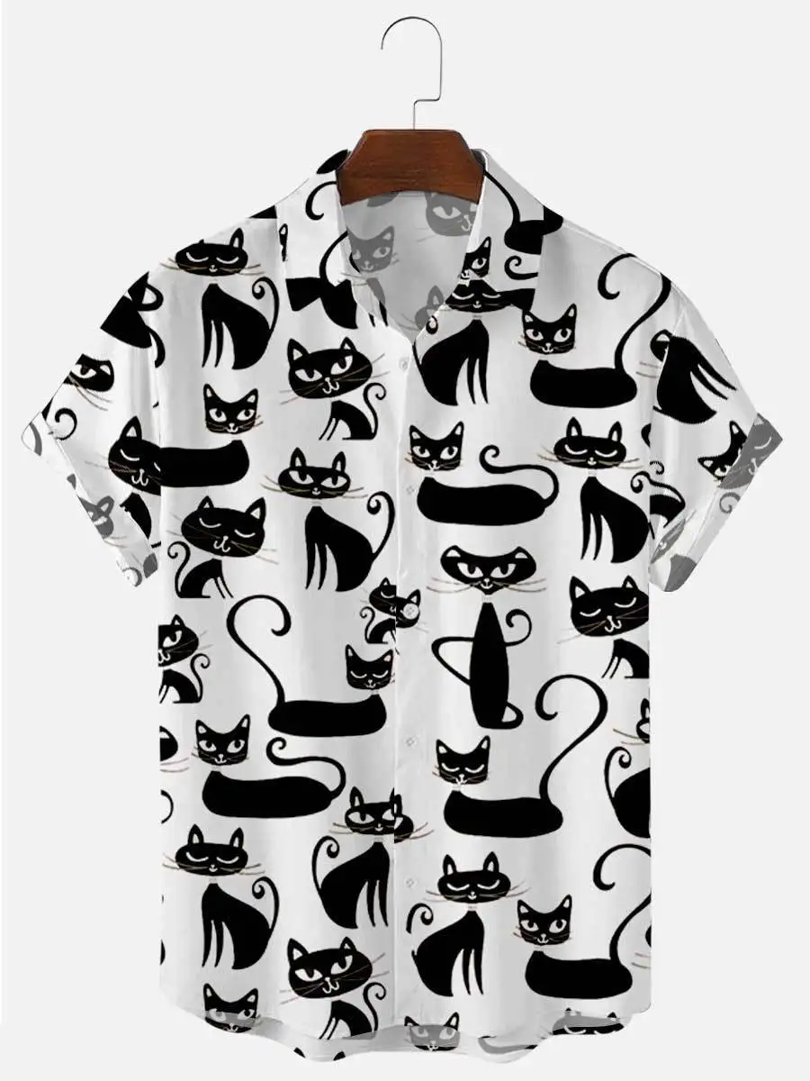 Гавайская рубашка с коротким рукавом уличная одежда в стиле хип-хоп принтом