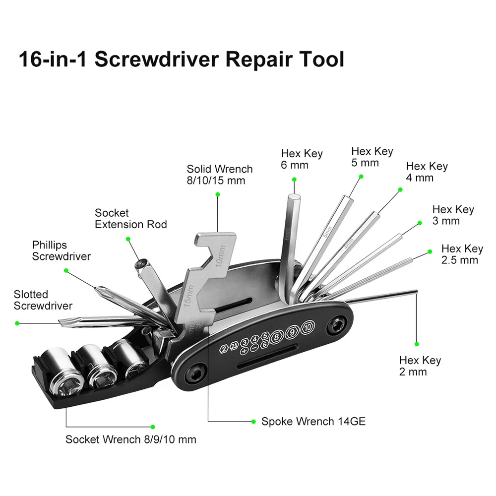 

Bicycle Repair Tool Kit Set with Multi-Function Bike Tool, Bike Chain Tool, Tire Tool Bike Portable Tool Bag