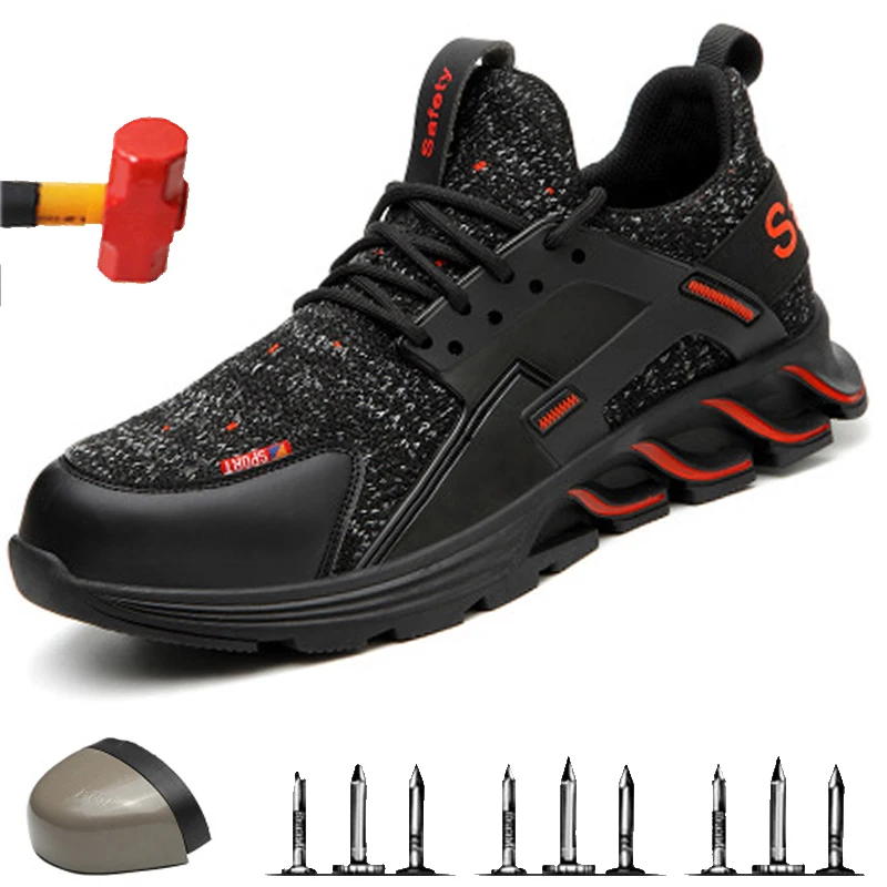 2019 дропшиппинг стальной носок безопасности мужские легкие кроссовки