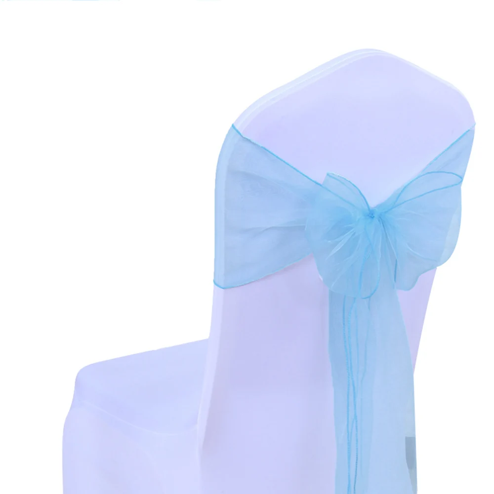 Light blue 25 шт./лот, свадебные банты для стула из органзы, пояс для стула, галстук-бабочка для украшения свадебного банкета, 24 цвета, пояс-бант из органзы - Цвет: Light blue