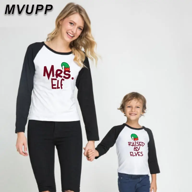 Одинаковые комплекты для семьи мистер эльф Папа мама и я длинная футболка