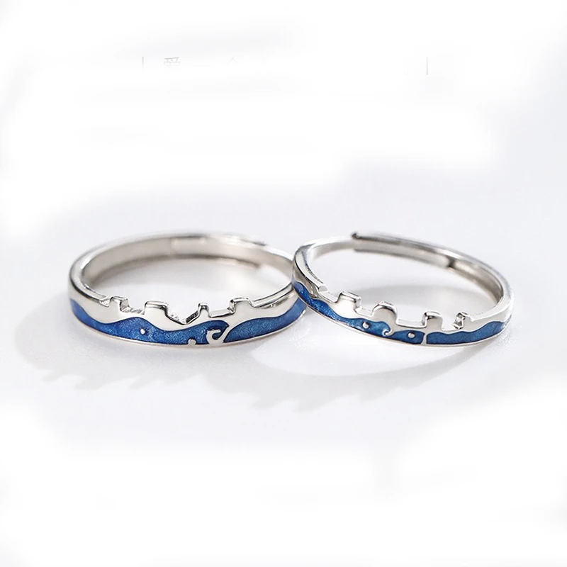 

MENGYI Fashion Luxury Enamel Couple Ring Adjustable Size Ring Suitable Women And Men Wedding Jewelry Valentine's Gift