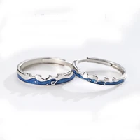 mengyi fashion luxury enamel couple ring adjustable size ring suitable women and men wedding jewelry valentines gift