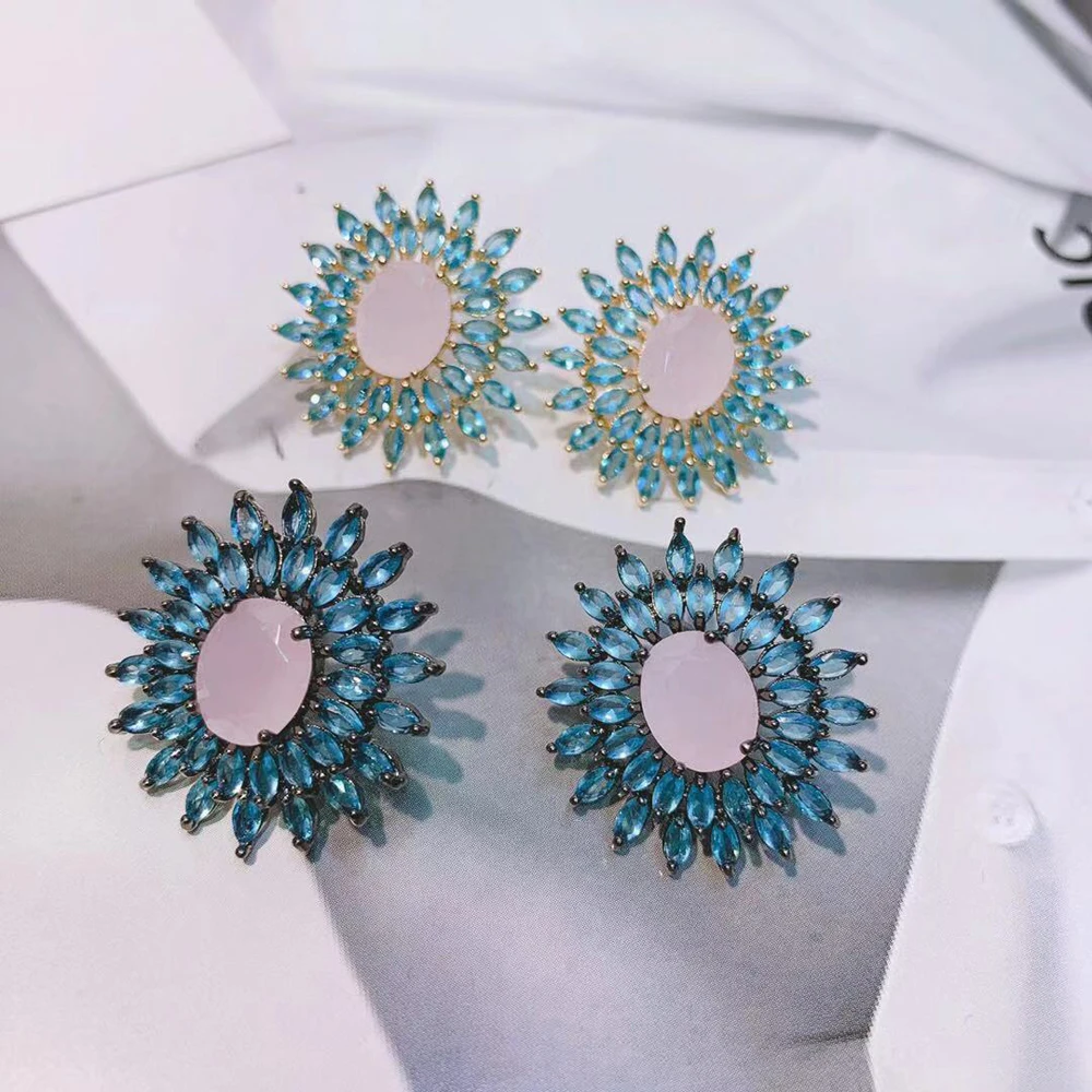 HIBRIDE Fashion Stud Earrings for Women Round Shape Multicolor Bridal Weeding Accessories boucles d oreille femme E-567 | Украшения и