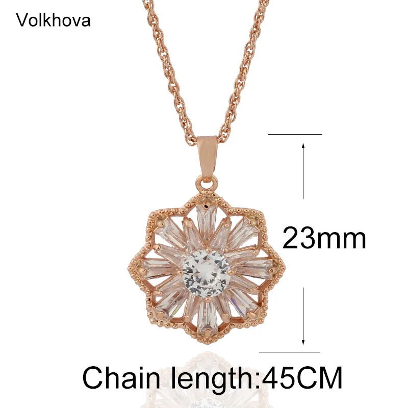 Кулон в форме цветка из розового золота 585 пробы кулон с фианитом класса ААА