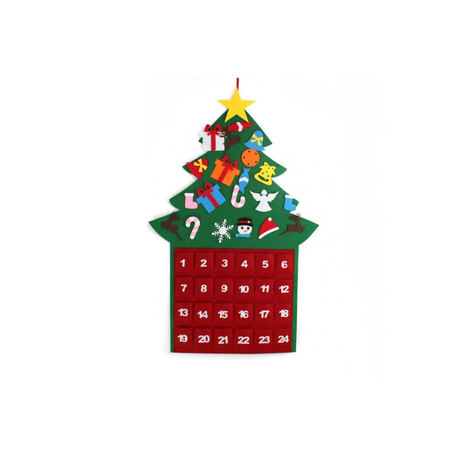 Christmas Advent Calendar 2021 Wall Hanging Santa Felt Tree with 24 Days Pockets Xmas Countdown Gifts | Дом и сад