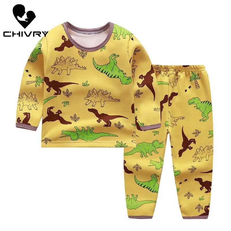 Пижамный комплект детский хлопковый с длинным рукавом и круглым